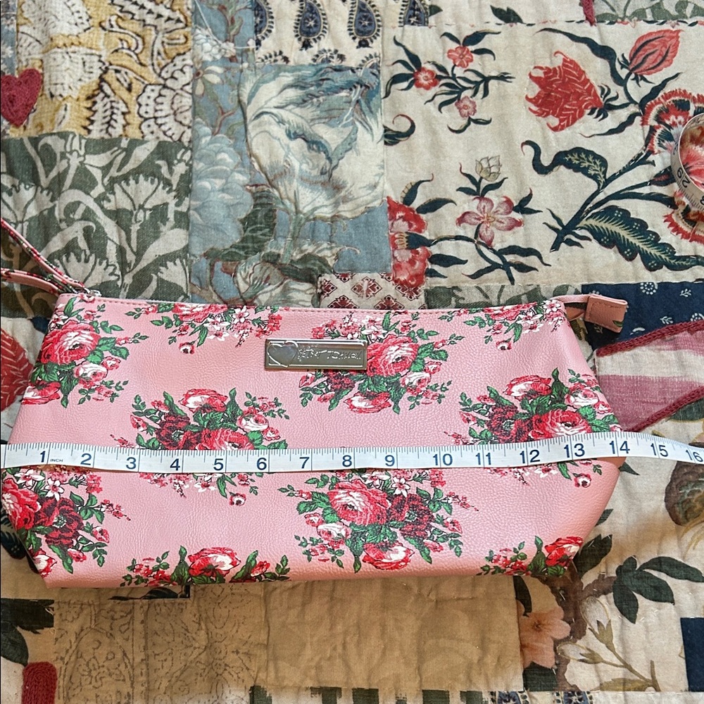 Betsey Johnson Pink Floral Cosmetic Bag